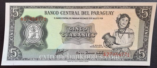Paraguay 5 Guaranies ND (1963) P-195b UNC