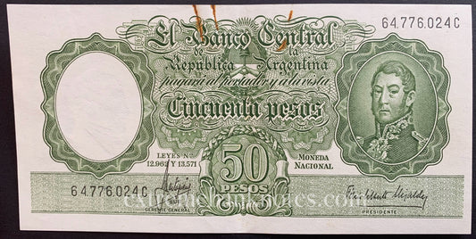 Argentina 50 Pesos ND (1965-1966) P-271a VF+