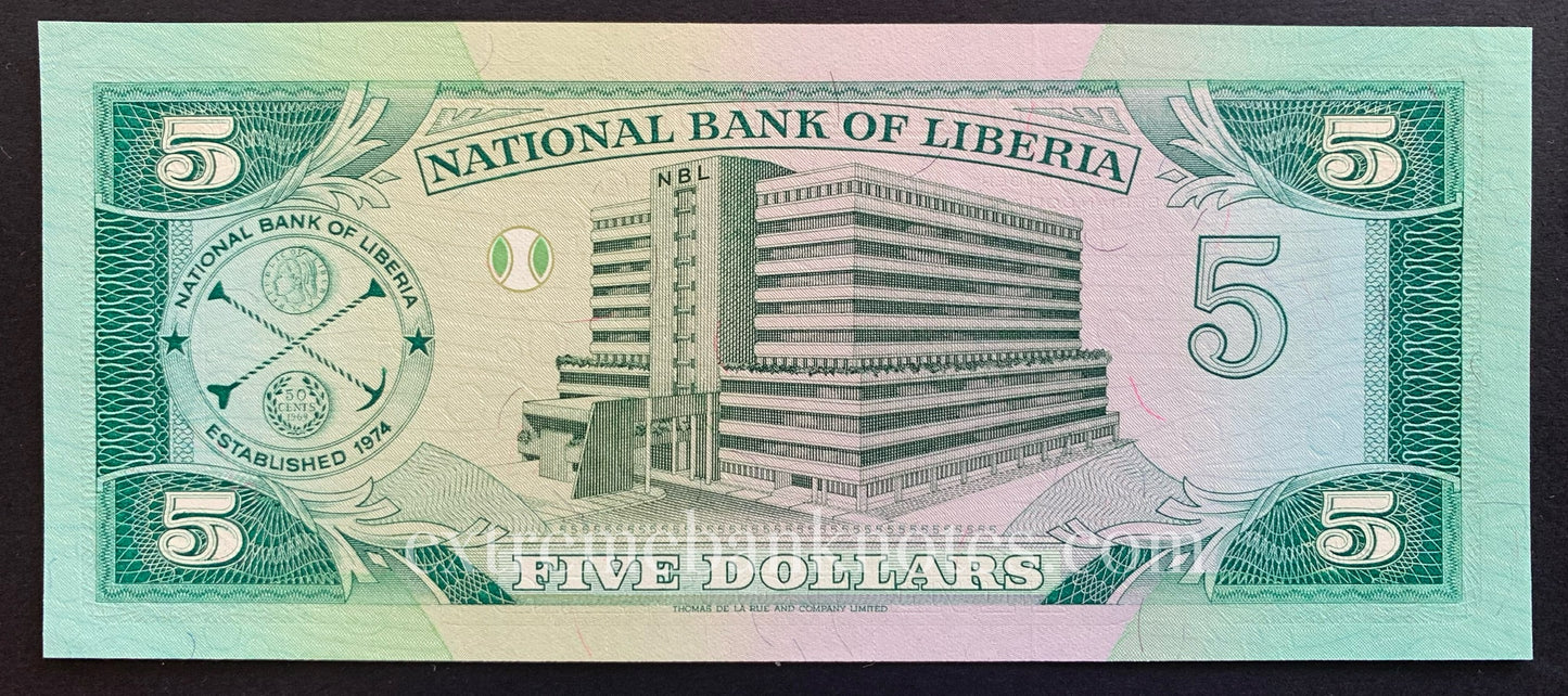 Liberia 5 Dollars 1989 P-19 UNC