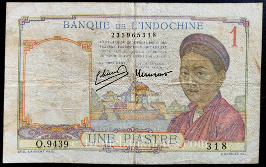 Indochina 1 Piastre ND (1949) P-54e VF