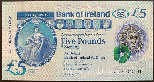 Northern Ireland 5 Pounds Sterling 2017 P-90 UNC