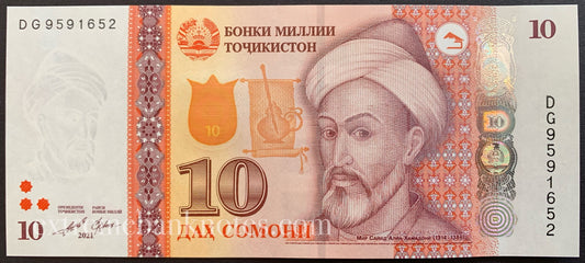 Tajikistan 10 Somoni 2021 P-24 UNC