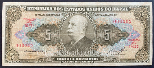 Brazil 5 Cruzeiros ND (1958) P-158d VF