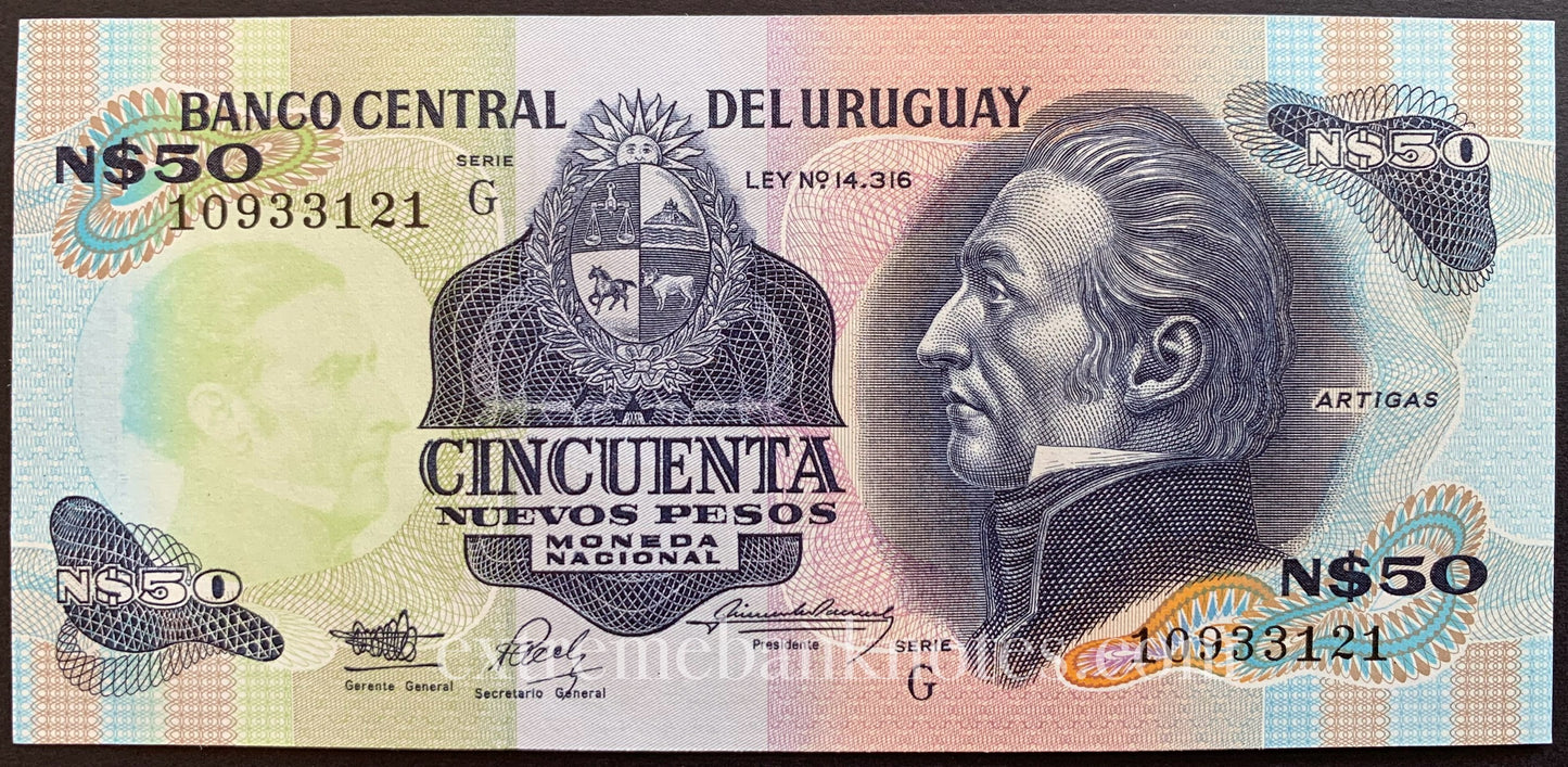 Uruguay 50 Nuevos Pesos ND (1989) P-61A UNC