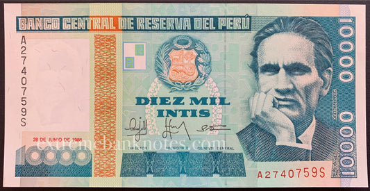Peru 10 000 Intis 1988 P-140a UNC