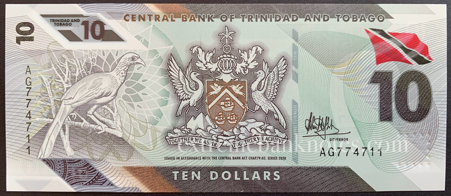 Trindad and Tobago 10 Dollars 2020 P-62a UNC