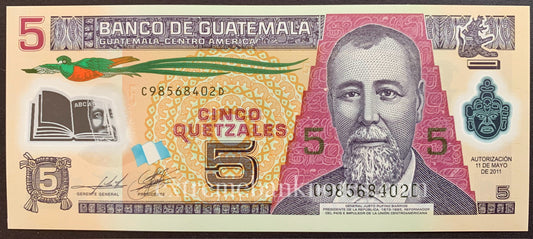Guatemala 5 Quetzales 2011 P-122b UNC