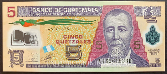 Guatemala 5 Quetzales 2010 P-122a UNC