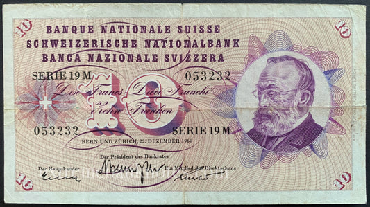 Switzerland 10 Francs 1960 P-45f.40 VG