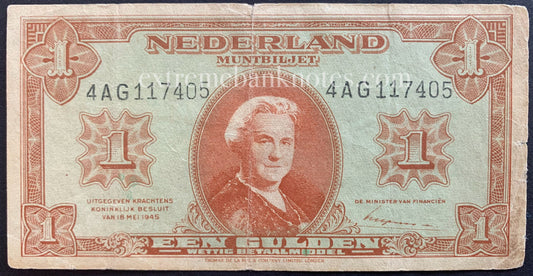 Netherlands 1 Gulden 1945 P-70 F