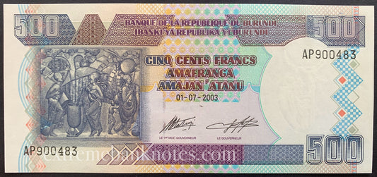 Burundi 500 Francs 2003 P-38c UNC