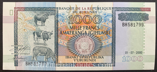 Burundi 1000 Francs 2000 P-39c UNC