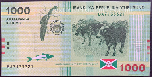 Burundi 1000 Francs 2015 P-51 UNC