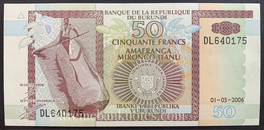 Burundi 50 Francs 2006 P-36f UNC