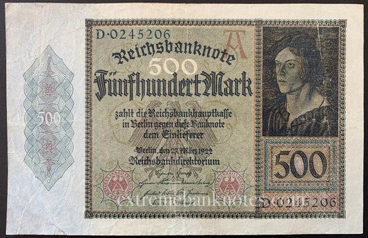 Germany 500 Mark 1922 P-73 VF