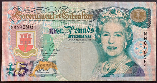 Gibraltar 5 Pounds 2000 P-29 VF