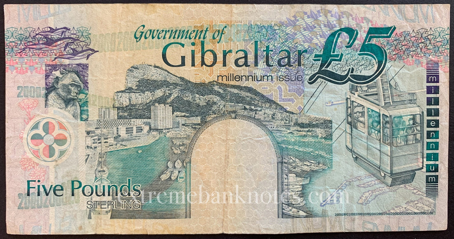 Gibraltar 5 Pounds 2000 P-29 VF