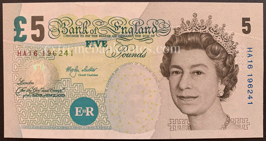 England 5 Pounds ND (2002) P-391a AUNC