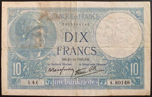 France 10 Francs 1940 P-84 VF