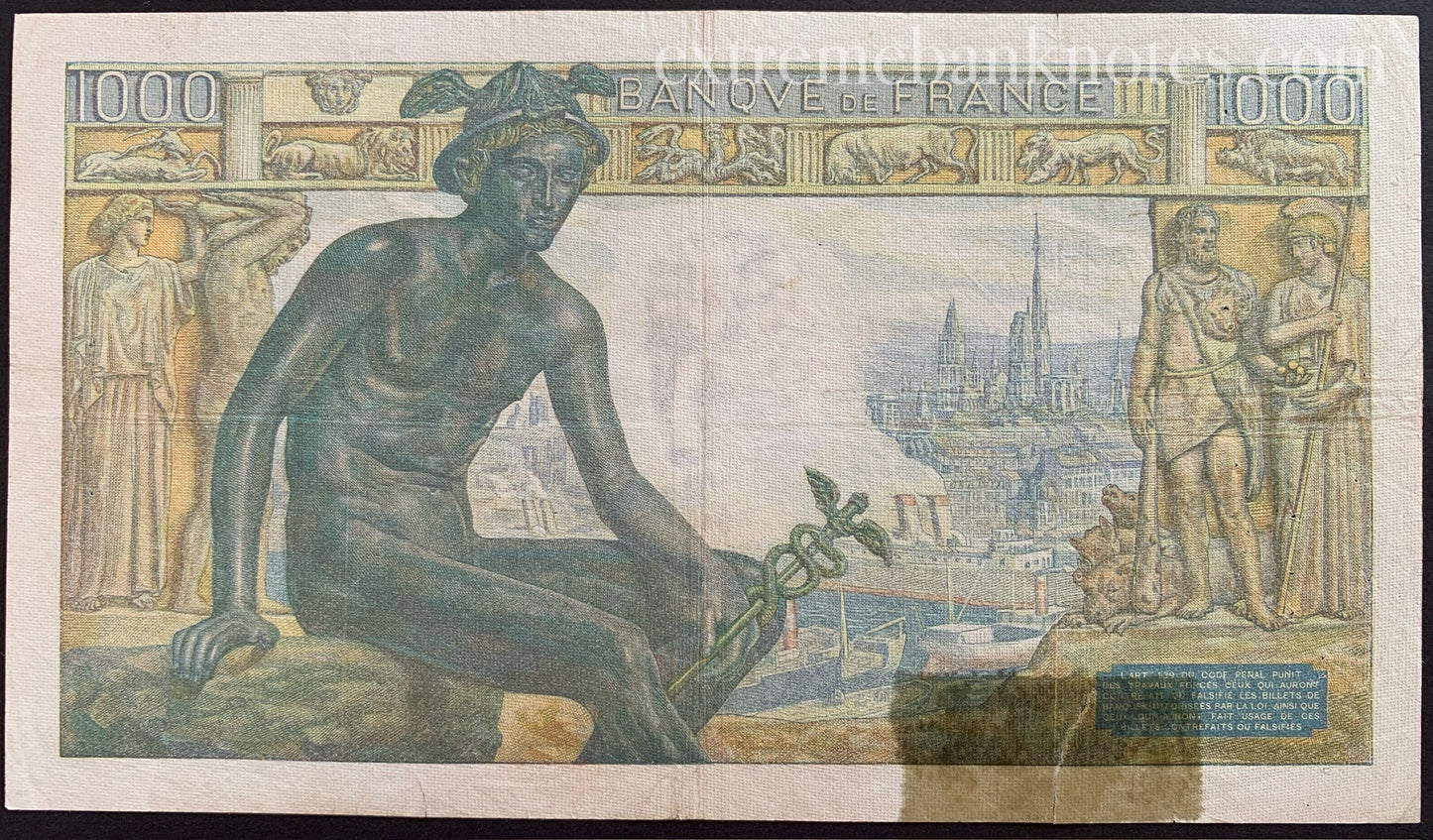 France 1000 Francs 1942 P-102 F