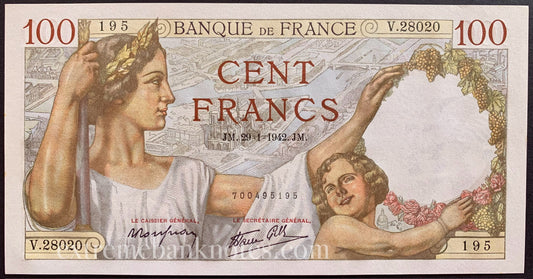 France 100 Francs 1942 P-94 UNC