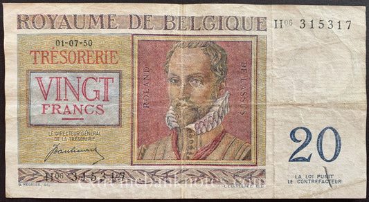 Belgium 20 Frank 1950 P-132a VF