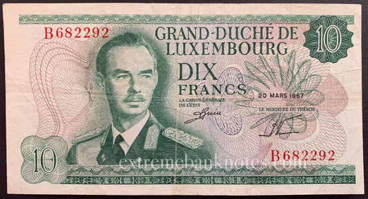 Luxembourg 10 Francs 1967 P-53 VF