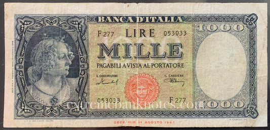 Italy 1000 Lire 1947 P-83a VF