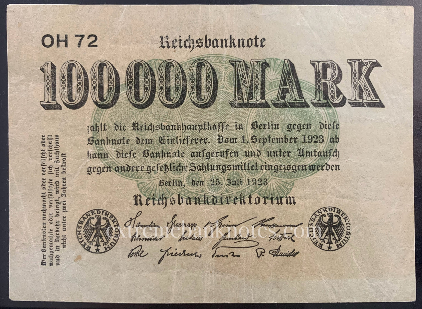 Germany 100,000 Mark 1923 P-91b VF color variation set