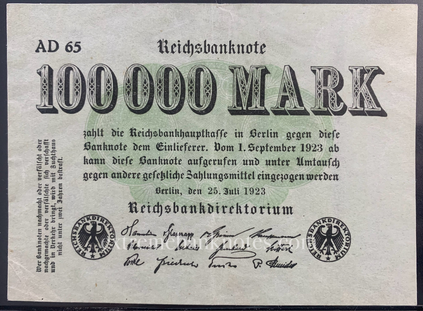 Germany 100,000 Mark 1923 P-91b VF color variation set