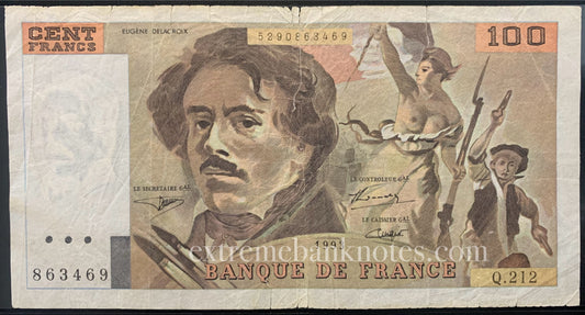 France 100 Francs 1993 P-154g VG
