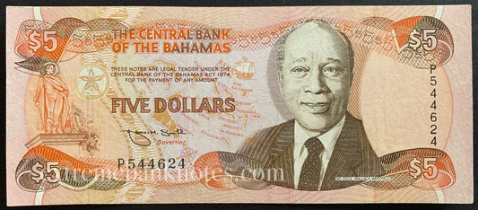 Bahamas 5 Dollars ND (1995) P-52 F+