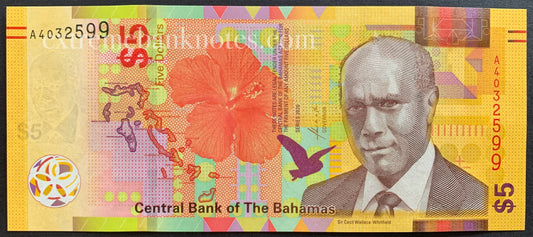 Bahamas 5 Dollars 2020 TBB-351a UNC