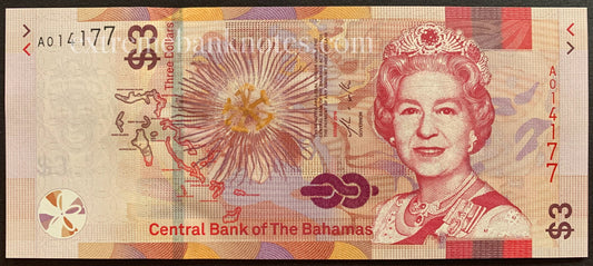 Bahamas 3 Dollars 2019 TBB-350a UNC