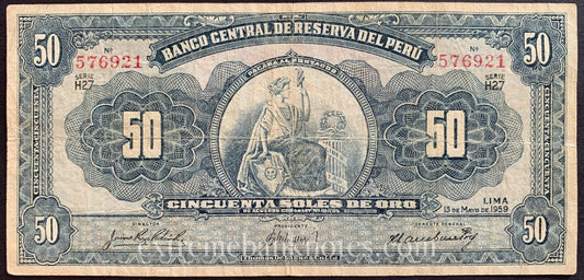 Peru 50 Soles de Oro 1959 P-78 VF