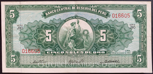 Peru 5 Soles de Oro 1963 P-83 XF
