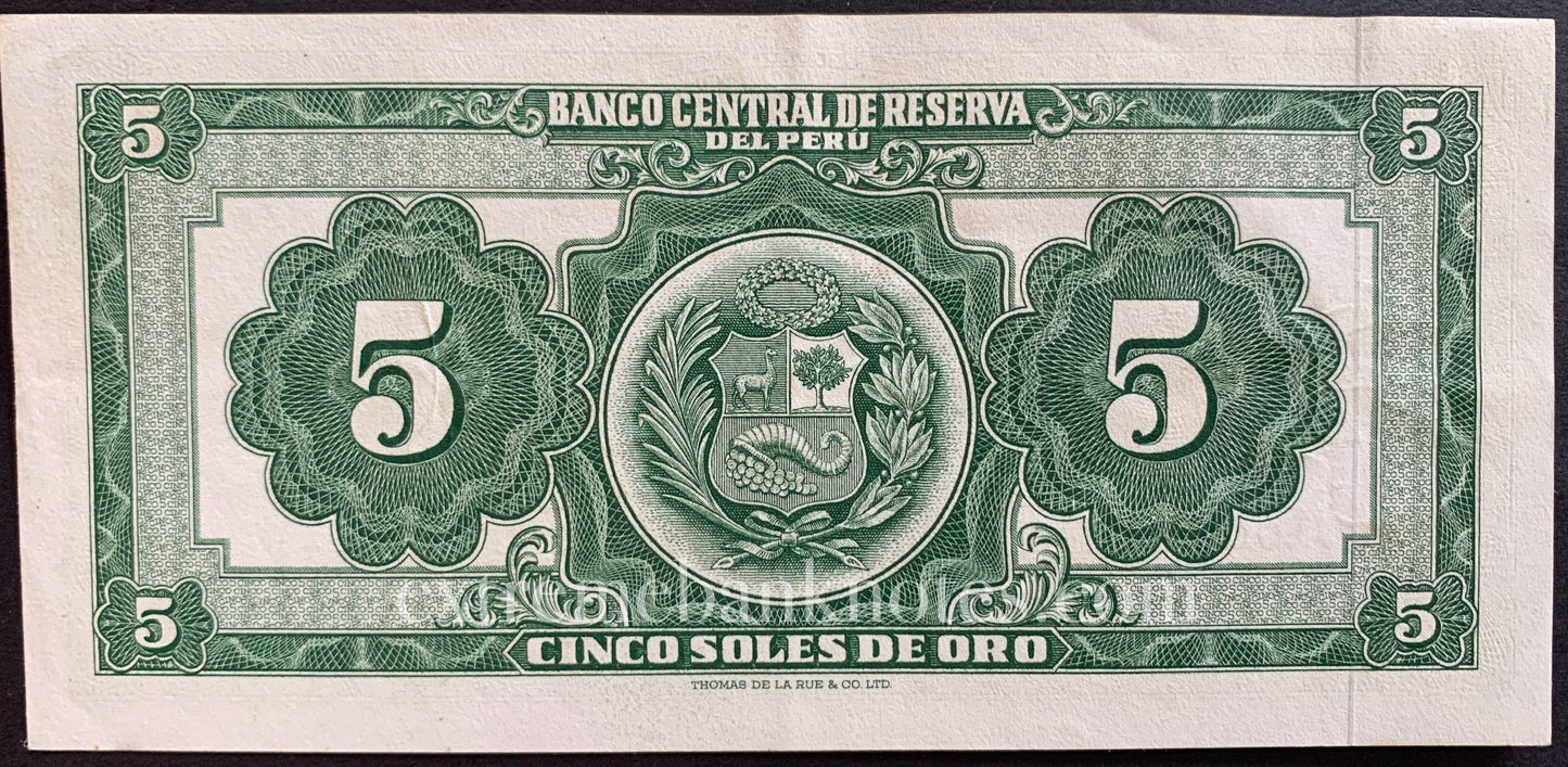 Peru 5 Soles de Oro 1963 P-83 XF