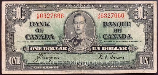 Canada 1 Dollar 1937 P-58e VF