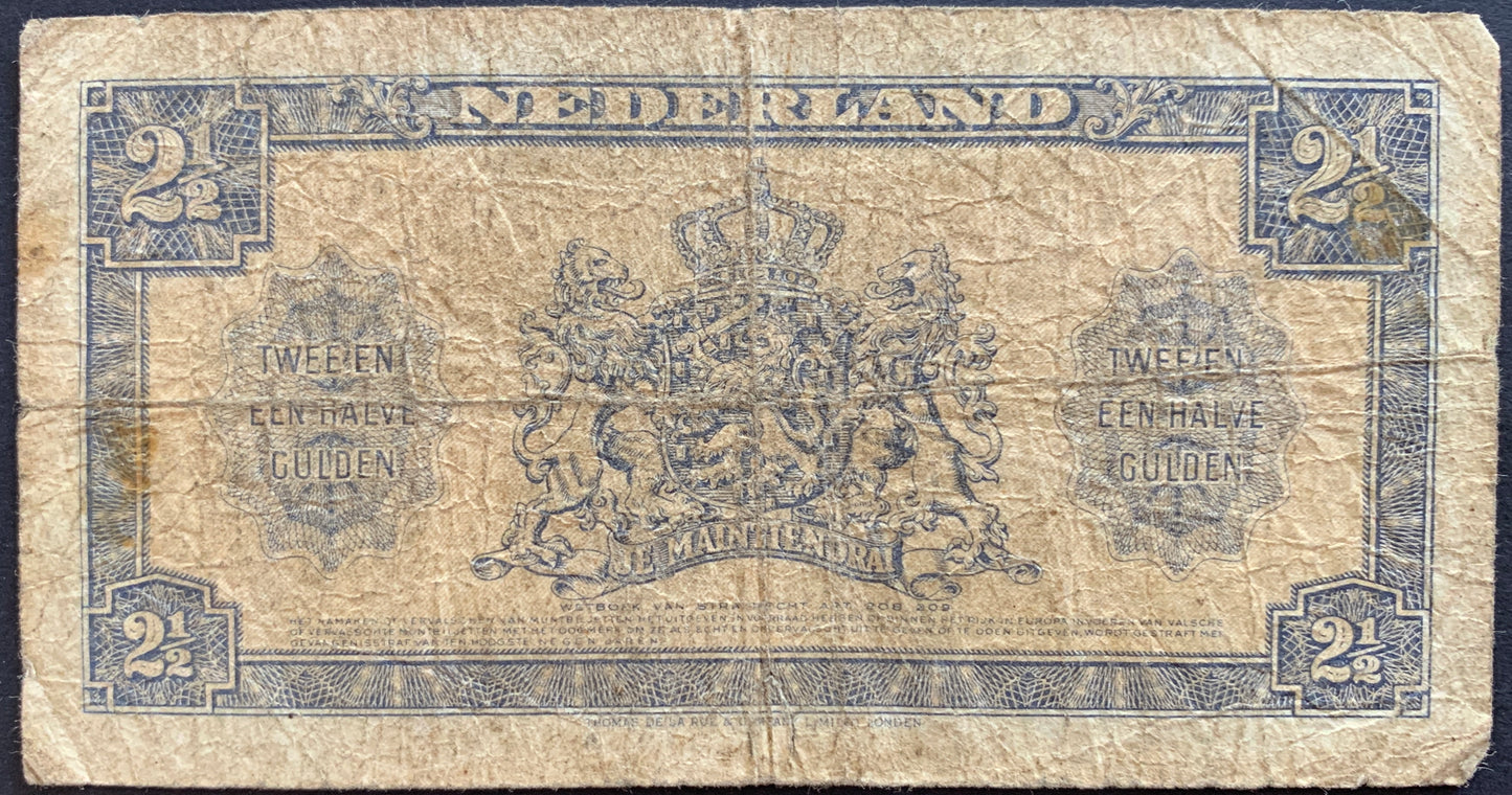Netherlands 2½ Gulden 1945 P-71 F