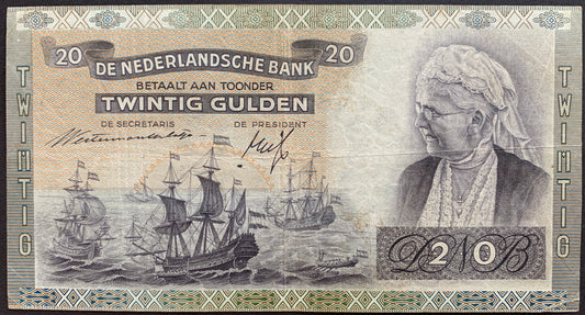 Netherlands 20 Gulden 1939 P-54 VF