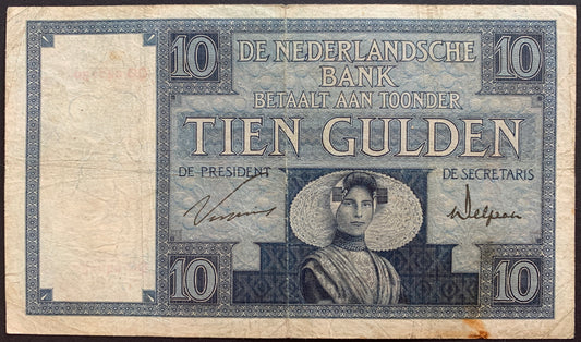 Netherlands 10 Gulden 1929 P-43b VF