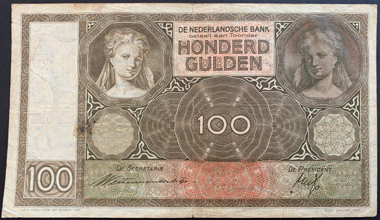 Netherlands 100 Gulden 1940 P-51b F+