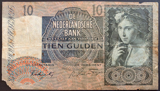 Netherlands 10 Gulden 1942 P-56 G