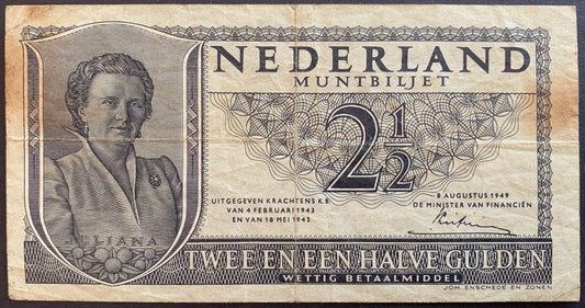 Netherlands 2 1/2 Gulden 1949 P-73 F