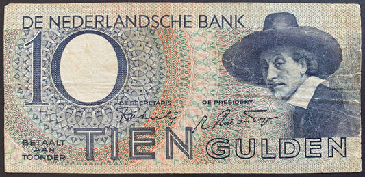 Netherlands 10 Gulden 1943 P-59 F+