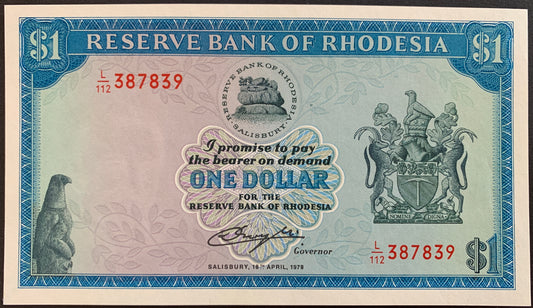 Rhodesia 1 Dollar 1978 P-30b UNC