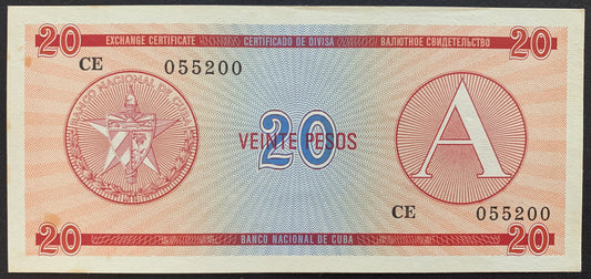 Cuba 20 Pesos "A" ND (1985) P-FX5 XF