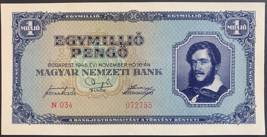 Hungary 1 000 000 Pengő 1945 P-122 UNC