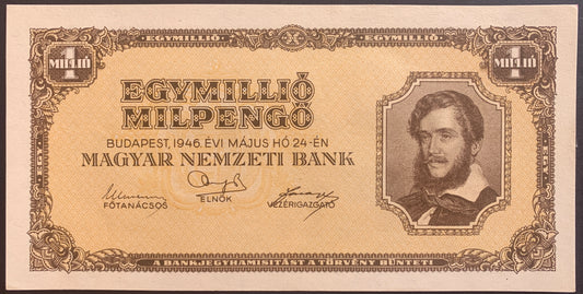 Hungary 1 million MILPengő 1946 P-128 AUNC