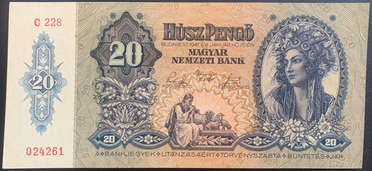 Hungary 20 Pengő 1941 P-109 UNC